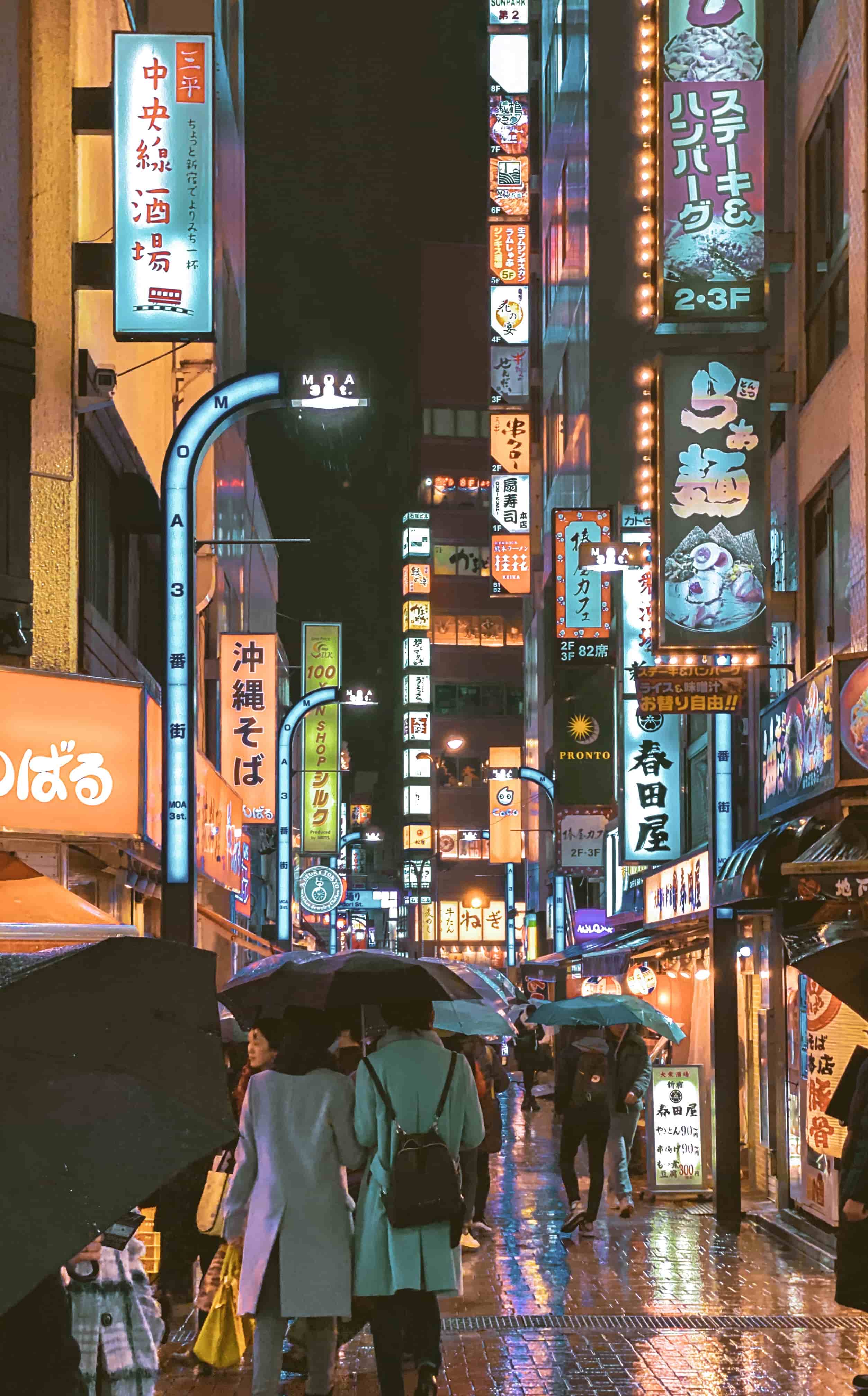 A view of tokyo's traffic street with buildings surrounding